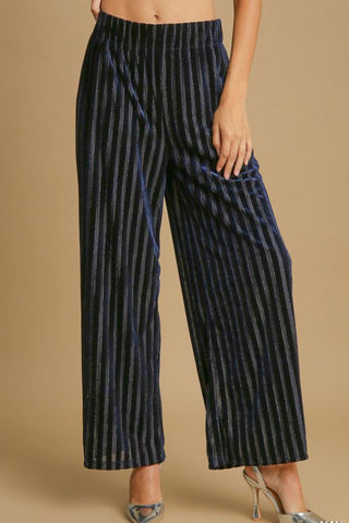 Striped Wide Leg Velvet Pants by Umgee - A Roese Boutique