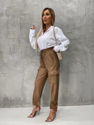 Tied High Waist Pants with Pockets - A Roese Boutique