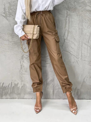 Tied High Waist Pants with Pockets - A Roese Boutique