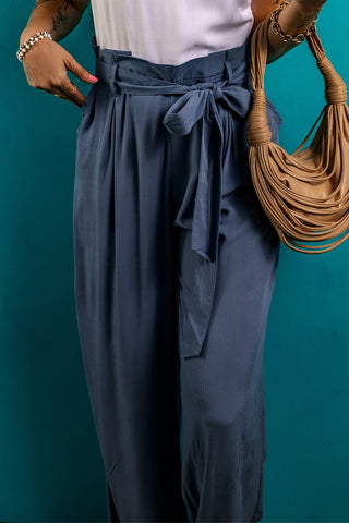 Tied Wide Leg Pants with Pockets - A Roese Boutique