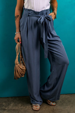 Tied Wide Leg Pants with Pockets - A Roese Boutique