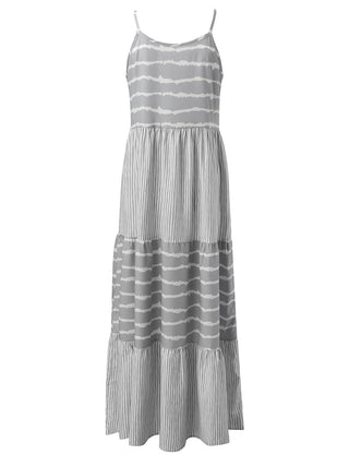 Tiered Striped Sleeveless Cami Dress - A Roese Boutique