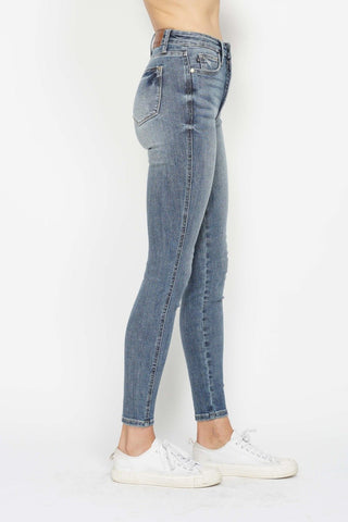 Tummy Control Contrast Wash Skinny Jeans by Judy Blue - A Roese Boutique