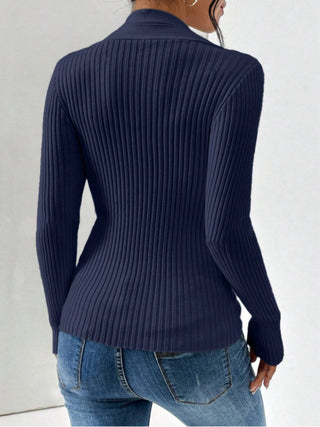 Twist Front Ribbed Long Sleeve Sweater - A Roese Boutique