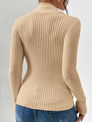 Twist Front Ribbed Long Sleeve Sweater - A Roese Boutique