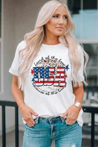 USA Graphic Round Neck Tee - A Roese Boutique