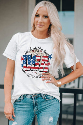 USA Graphic Round Neck Tee - A Roese Boutique