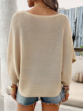 V-Neck Batwing Sleeve Knit Top - A Roese Boutique