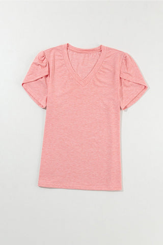 V-Neck Petal Sleeve T-Shirt - A Roese Boutique