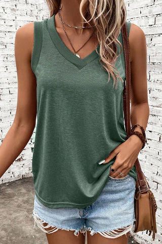 V-Neck Wide Strap Tank - A Roese Boutique