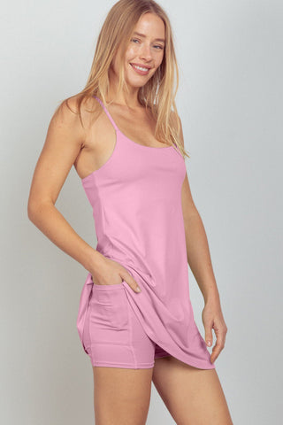 VERY J Sleeveless Active Tennis Dress with Unitard Liner - A Roese Boutique