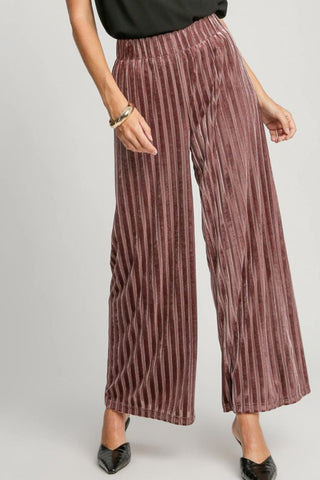 Wide Leg Velvet Pants by Umgee - A Roese Boutique