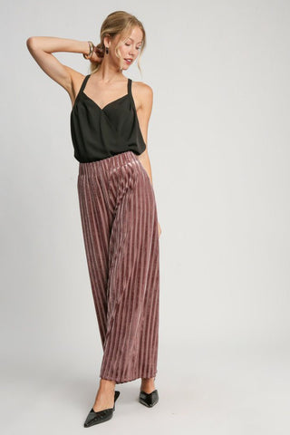 Wide Leg Velvet Pants by Umgee - A Roese Boutique