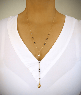 Y - necklace with Black Diamond Crystals - A Roese Boutique