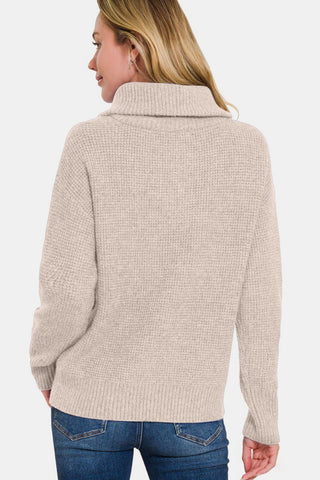 Zenana Half Zip Long Sleeve Sweater - A Roese Boutique