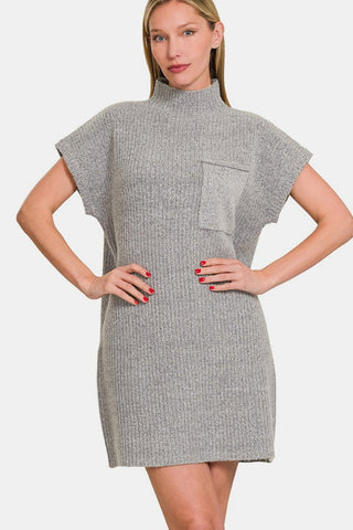 Zenana Short Sleeve Sweater Mini Dress - A Roese Boutique