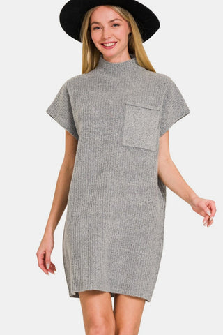 Zenana Short Sleeve Sweater Mini Dress - A Roese Boutique