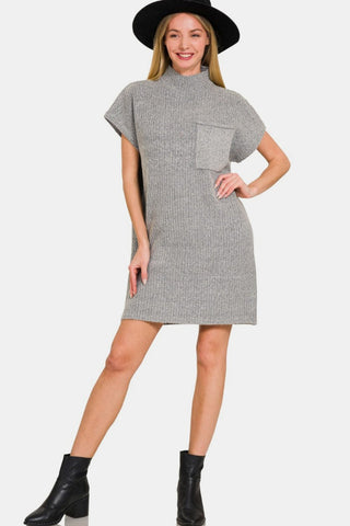 Zenana Short Sleeve Sweater Mini Dress - A Roese Boutique