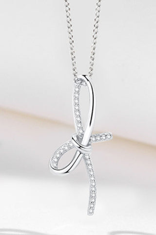 Zircon Bow Pendant Necklace - A Roese Boutique