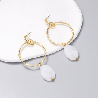 Alloy & Rhinestone Hoop Drop Earrings - A Roese Boutique