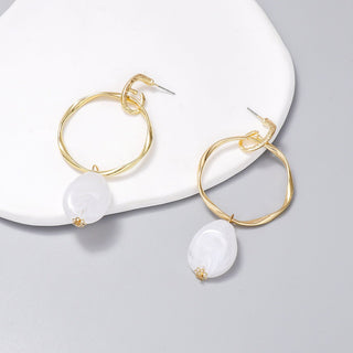 Alloy & Rhinestone Hoop Drop Earrings - A Roese Boutique