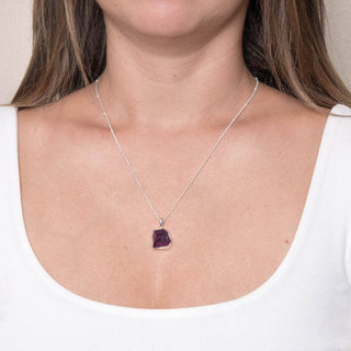 Amethyst Raw Crystal Silver Necklace by Tiny Rituals - A Roese Boutique