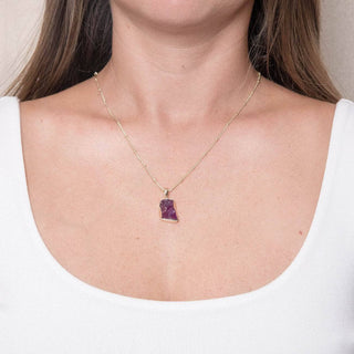 Amethyst Raw Crystal Silver Necklace by Tiny Rituals - A Roese Boutique