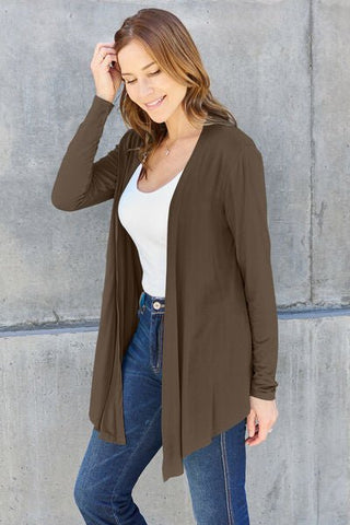 Basic Bae Full Size Open Front Long Sleeve Cardigan - A Roese Boutique