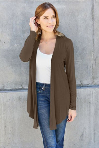 Basic Bae Full Size Open Front Long Sleeve Cardigan - A Roese Boutique