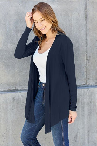 Basic Bae Full Size Open Front Long Sleeve Cardigan - A Roese Boutique