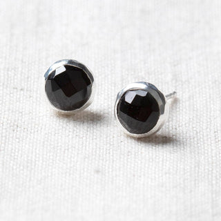 Black Tourmaline Silver or Gold Stud Earrings by Tiny Rituals - A Roese Boutique