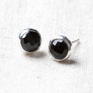 Black Tourmaline Silver or Gold Stud Earrings by Tiny Rituals - A Roese Boutique