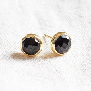 Black Tourmaline Silver or Gold Stud Earrings by Tiny Rituals - A Roese Boutique