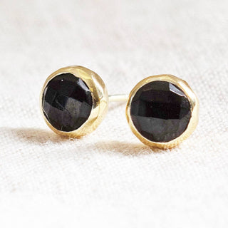 Black Tourmaline Silver or Gold Stud Earrings by Tiny Rituals - A Roese Boutique