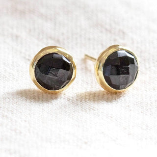 Black Tourmaline Silver or Gold Stud Earrings by Tiny Rituals - A Roese Boutique