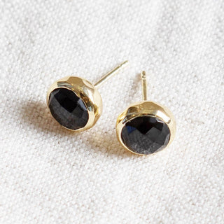 Black Tourmaline Silver or Gold Stud Earrings by Tiny Rituals - A Roese Boutique