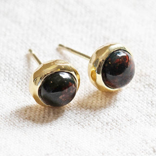 Bloodstone Gold or Silver Stud Earrings by Tiny Rituals - A Roese Boutique