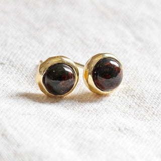 Bloodstone Gold or Silver Stud Earrings by Tiny Rituals - A Roese Boutique