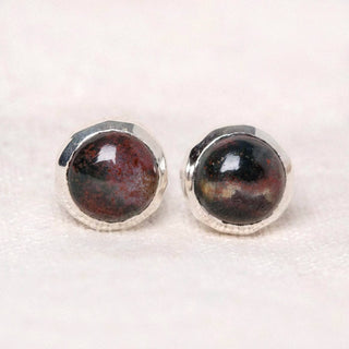 Bloodstone Gold or Silver Stud Earrings by Tiny Rituals - A Roese Boutique