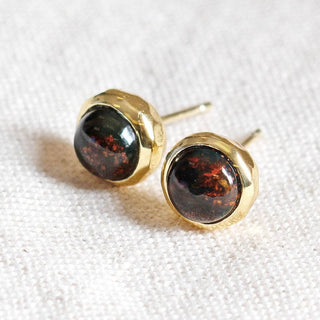 Bloodstone Gold or Silver Stud Earrings by Tiny Rituals - A Roese Boutique