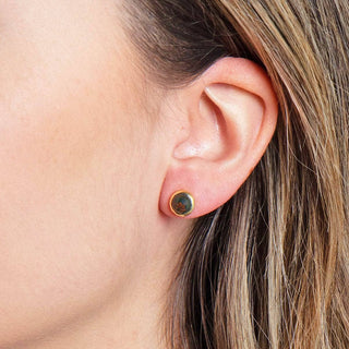 Bloodstone Gold or Silver Stud Earrings by Tiny Rituals - A Roese Boutique