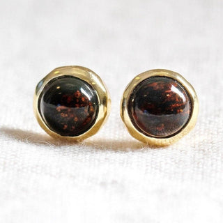 Bloodstone Gold or Silver Stud Earrings by Tiny Rituals - A Roese Boutique