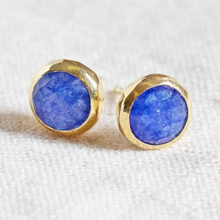 Blue Sapphire Silver or Gold Stud Earrings by Tiny Rituals - A Roese Boutique