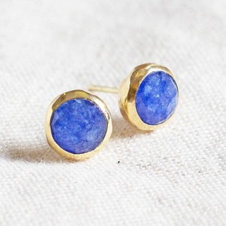 Blue Sapphire Silver or Gold Stud Earrings by Tiny Rituals - A Roese Boutique