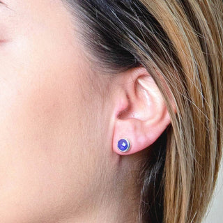 Blue Sapphire Silver or Gold Stud Earrings by Tiny Rituals - A Roese Boutique