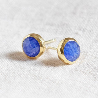 Blue Sapphire Silver or Gold Stud Earrings by Tiny Rituals - A Roese Boutique