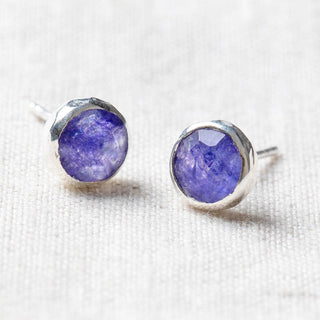 Blue Sapphire Silver or Gold Stud Earrings by Tiny Rituals - A Roese Boutique