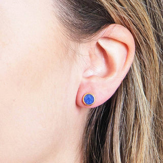 Blue Sapphire Silver or Gold Stud Earrings by Tiny Rituals - A Roese Boutique