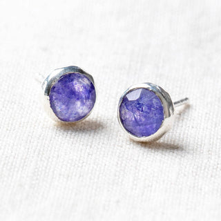 Blue Sapphire Silver or Gold Stud Earrings by Tiny Rituals - A Roese Boutique