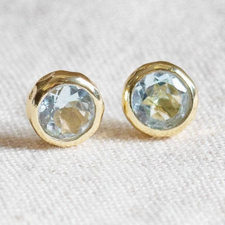 Blue Topaz Silver or Gold Stud Earrings by Tiny Rituals - A Roese Boutique